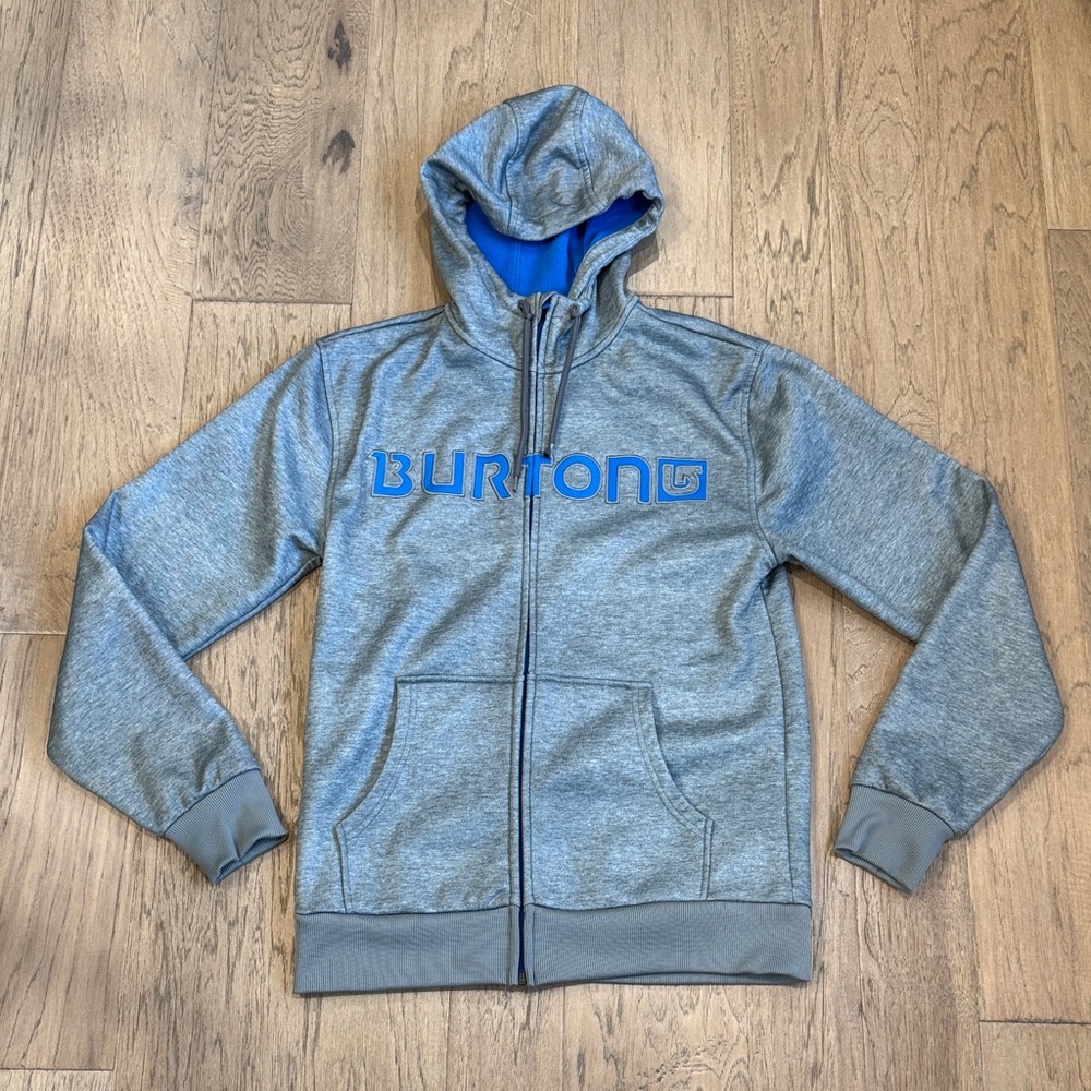 Burton Heather Gray Hoodie with Blue Logo Size Small